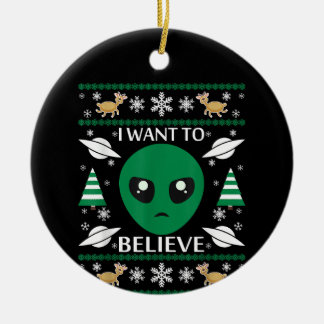 Ik wil Alien Christmas geloven Keramisch Ornament