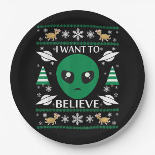 Ik wil Alien Christmas geloven Papieren Bordje