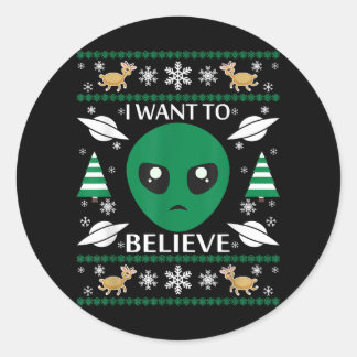 Ik wil Alien Christmas geloven Ronde Sticker