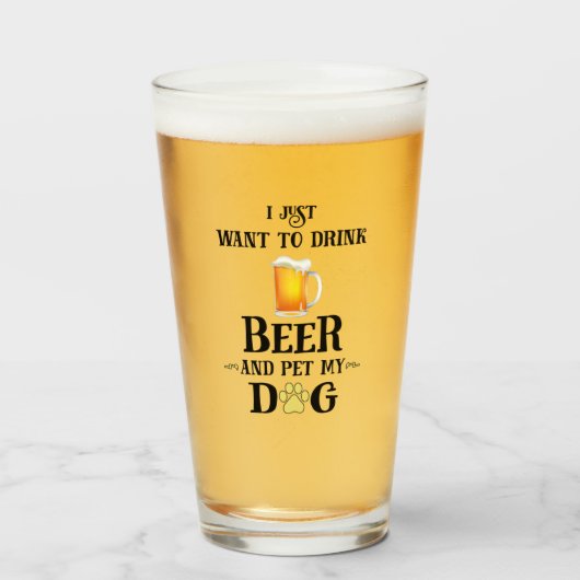 Ik wil alleen Beer Drinken en mijn hond eten Glas (Voorkant gevuld)