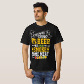 IK WIL ALLEEN BEER DRINKEN EN VLEES ROOKTEN T-SHIRT (Voorkant volledig)