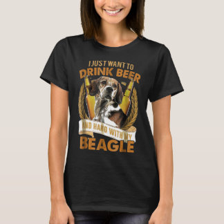 Ik wil alleen bier Drinken en met mijn beagle hang T-shirt