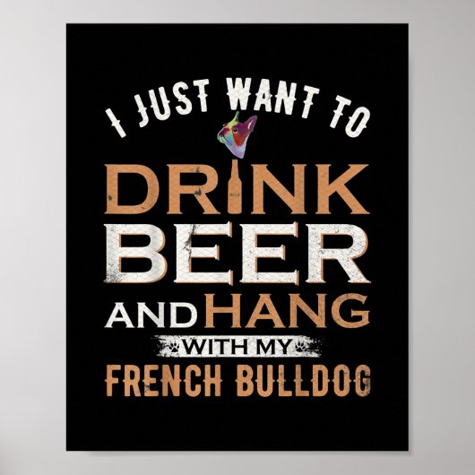 Ik wil alleen bier Drinken en met mijn Frans hange Poster (Voorkant)