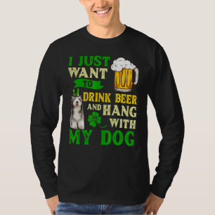 Ik wil alleen bier Drinken en met oude englis hang T-shirt