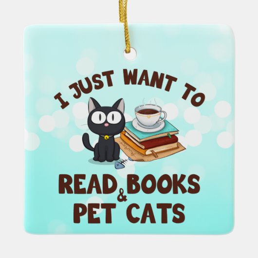 Ik wil alleen boeken en huiskatten lezen keramisch ornament (Voorkant)