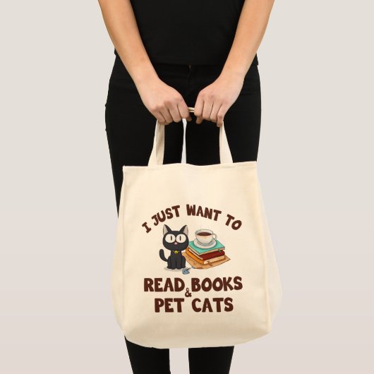 Ik wil alleen boeken en huiskatten lezen tote bag (Voorkant (product))