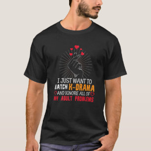 Ik wil alleen Kdrama Korean Heart Finger K-Dr. bek T-shirt