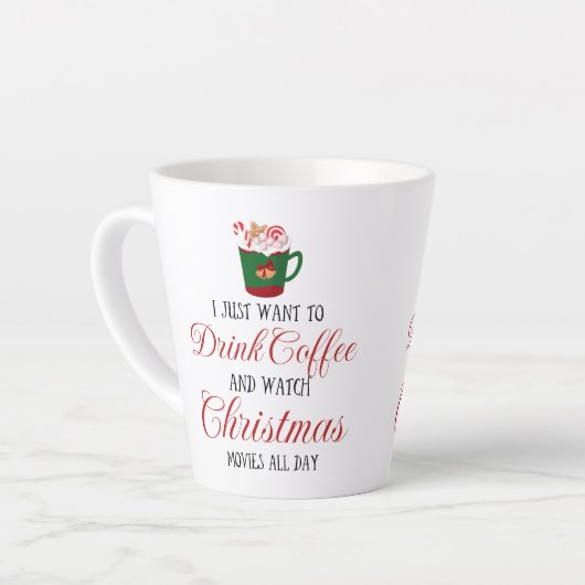 Ik wil alleen koffie drinken en kerstmis kijken. latte mok (Linkerhoek)