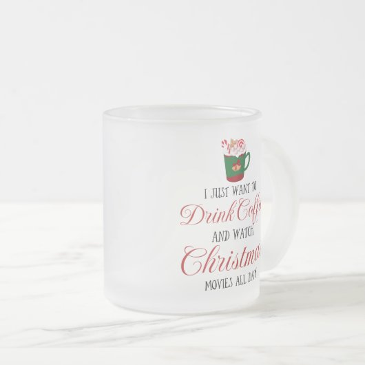 Ik wil alleen koffie drinken en kerstmis kijken. matglas koffiemok (Voorkant rechts)