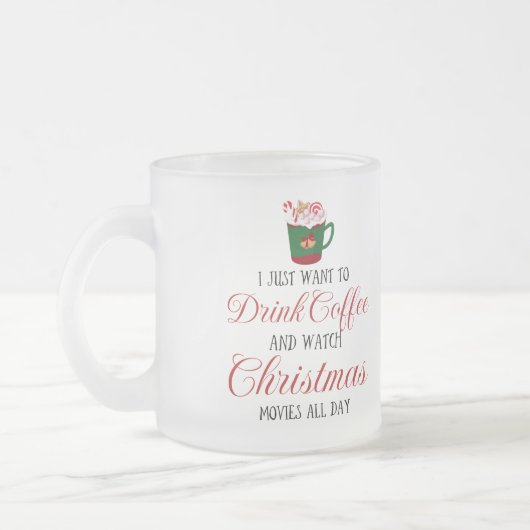 Ik wil alleen koffie drinken en kerstmis kijken. matglas koffiemok (Links)
