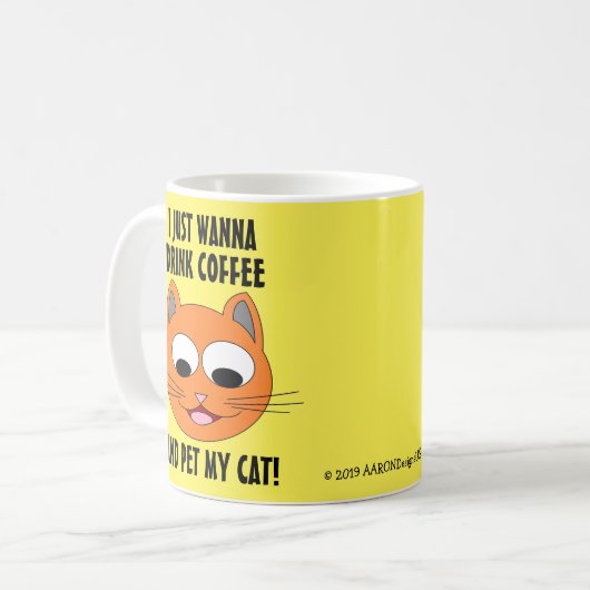 IK WIL ALLEEN KOFFIE DRINKEN EN MIJN KAT PLAATSEN! KOFFIEMOK (Voorkant links)