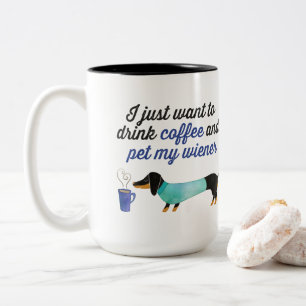 Ik wil alleen koffie drinken en mijn vrouw (blauw) tweekleurige koffiemok