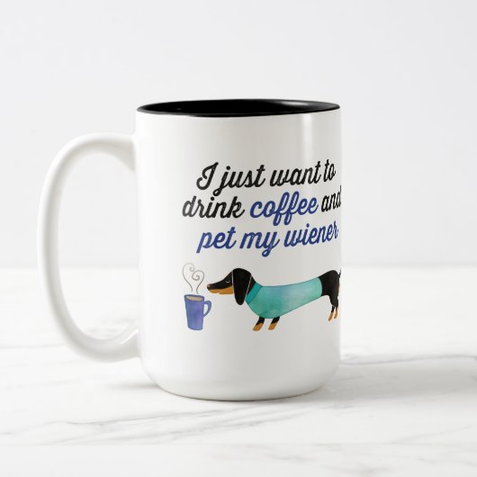 Ik wil alleen koffie drinken en mijn vrouw (blauw) tweekleurige koffiemok (Links)