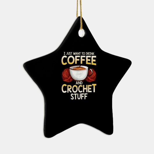 Ik wil alleen koffie en haknoten Drinken. Keramisch Ornament (Rechts)