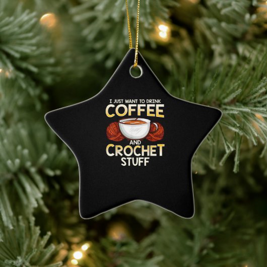 Ik wil alleen koffie en haknoten Drinken. Keramisch Ornament (Boom)