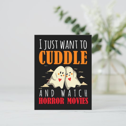 Ik wil alleen maar afschuiven en horrorfilms bekij briefkaart (Staand voorkant)