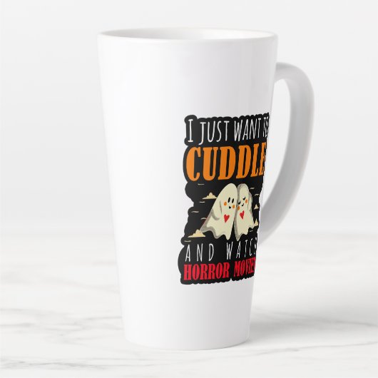 Ik wil alleen maar afschuiven en horrorfilms bekij latte mok (Rechterhoek)