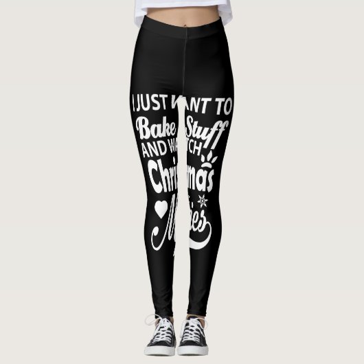 ik wil alleen maar dingen bakken en naar kerst mov leggings (Voorkant)