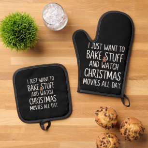 Ik Wil Alleen Maar Dingen Bakken Kerstfilms Kijken Ovenwant & Pannenlap Set