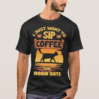 Ik wil alleen maar koffie en gegromde katten, grap t-shirt