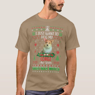 Ik wil alleen maar mijn Corgi Dog Kerstmis440 bekl T-shirt