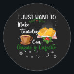 Ik wil alleen maar Tamales Con Christmas Y Cafeci  Ronde Sticker<br><div class="desc">Zijn jullie afkomstig uit Mexico of hebben jullie wortels en familieleden? Verklaar met trots waar je vandaan komt! trots vaderland voor hem en haar met dit t-shirt. Heritage Mexico Mexican Jersey Flag pride Patriotic DNA. Mexico Flag Design Mexican Flag Roos. De Mexicaanse Nationale Vlag ontwerpt een Roos. Heb je Mexicaanse...</div>