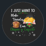 Ik wil alleen maar Tamales Con Christmas Y Cafeci  Ronde Sticker<br><div class="desc">Zijn jullie afkomstig uit Mexico of hebben jullie wortels en familieleden? Verklaar met trots waar je vandaan komt! trots vaderland voor hem en haar met dit t-shirt. Heritage Mexico Mexican Jersey Flag pride Patriotic DNA. Mexico Flag Design Mexican Flag Roos. De Mexicaanse Nationale Vlag ontwerpt een Roos. Heb je Mexicaanse...</div>
