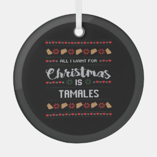 Ik wil alleen maar wat eten en kerstmis kijken glas ornament