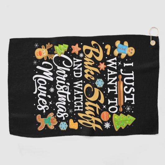 Ik wil alleen maar wat eten en kerstmis kijken golfhanddoek (Horizontaal)