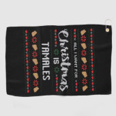 Ik wil alleen maar wat eten en kerstmis kijken golfhanddoek (Horizontaal)