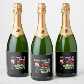 Ik wil alleen maar wijn Drinken en kerstmis kijken Sparkling Wijnetiket (Flessen)
