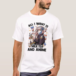 Ik wil alleen melkthee en anime - Kawaii Cute - O T-shirt