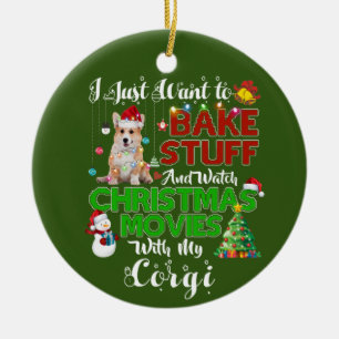 Ik wil alleen naar kerstfilms kijken met corgi keramisch ornament