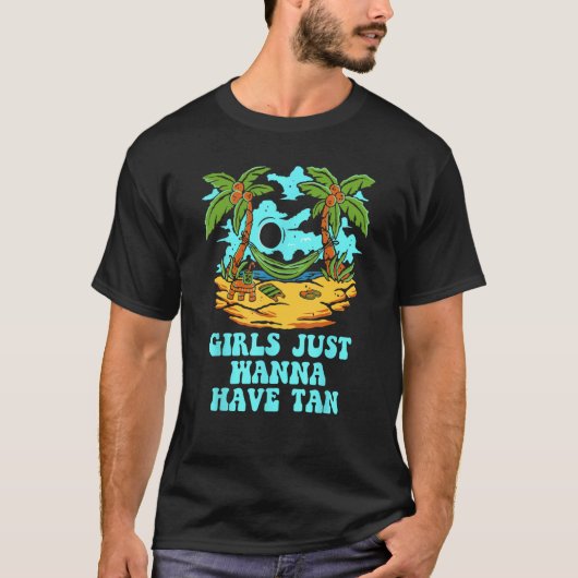 Ik wil alleen Tan Beach Summer Ocean Tropical T-shirt (Voorkant)