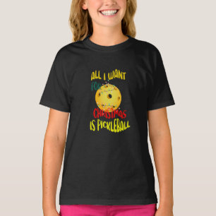 Ik wil alleen voor Kerstmis Pickleball grappige re T-shirt
