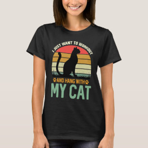 Ik wil alleen werken en hangen met mijn kat-retro t-shirt