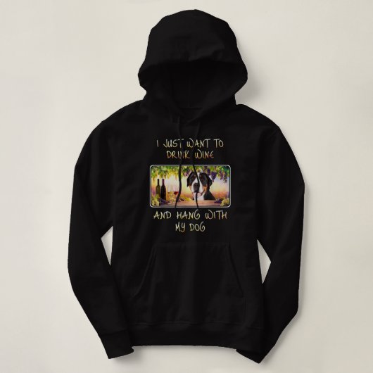Ik wil alleen wijn Drinken en meer Zwitsers m Hoodie (Design voorkant)