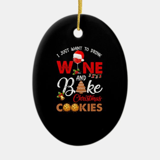 Ik wil alleen wijn drinken | koekjes voor kerst ba keramisch ornament (Voorkant)