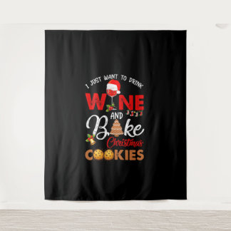 Ik wil alleen wijn drinken | koekjes voor kerst ba wandkleed