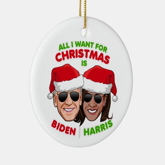 IK WIL ALLEMAAL CHRISTMAS BIDEN HARRIS. KERAMISCH ORNAMENT (Rechts)