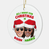 IK WIL ALLEMAAL CHRISTMAS BIDEN HARRIS. KERAMISCH ORNAMENT (Links)