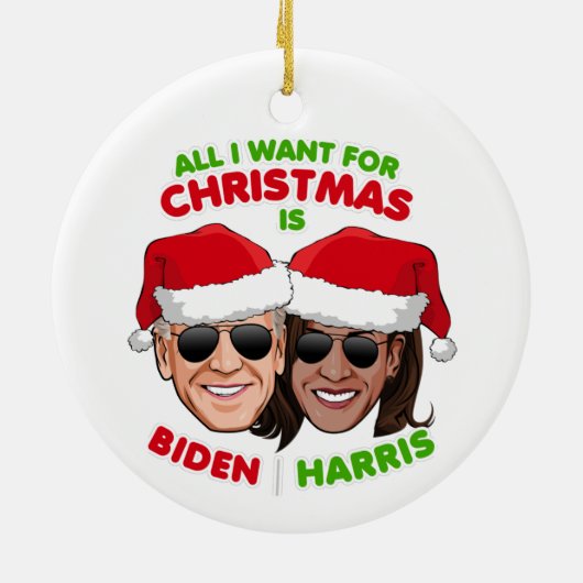 IK WIL ALLEMAAL CHRISTMAS BIDEN HARRIS. KERAMISCH ORNAMENT (Achterkant)