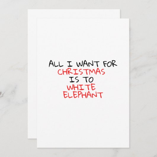 IK WIL ALLEMAAL X-MAS TOT WITTE ELEPHANT KAART (Voorkant / Achterkant)