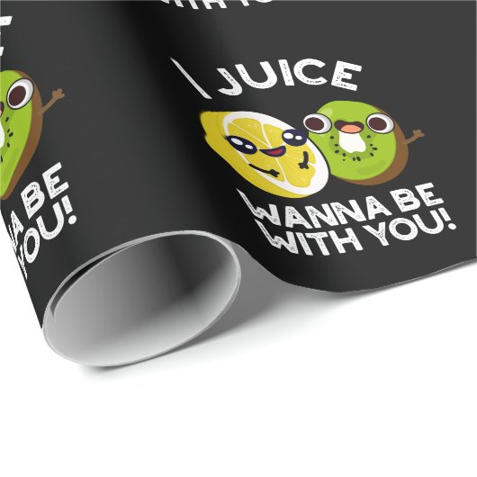 Ik wil bij je zijn grappige fruitpun donker BG Cadeaupapier (Rol Hoek)