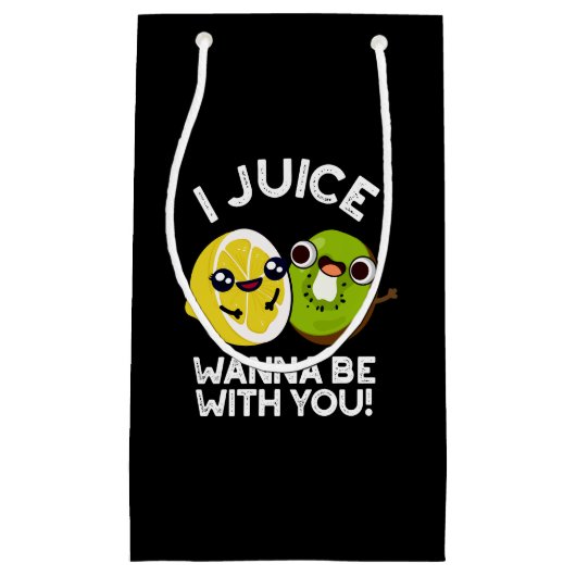 Ik wil bij je zijn grappige fruitpun donker BG Klein Cadeauzakje (Voorkant)