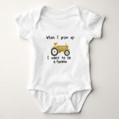 Ik wil boer worden, gele tractor & rooster romper (Voorkant)