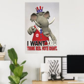 Ik wil dat je denkt dat de rode stem goed is poster (Thuiskantoor)