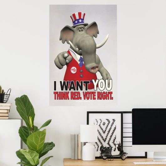 Ik wil dat je denkt dat de rode stem goed is poster (Thuiskantoor)