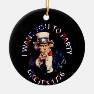 Ik wil dat je feest alsof het 1776 is keramisch ornament