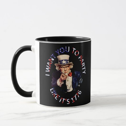 Ik wil dat je feest alsof het 1776 is mok (Links)
